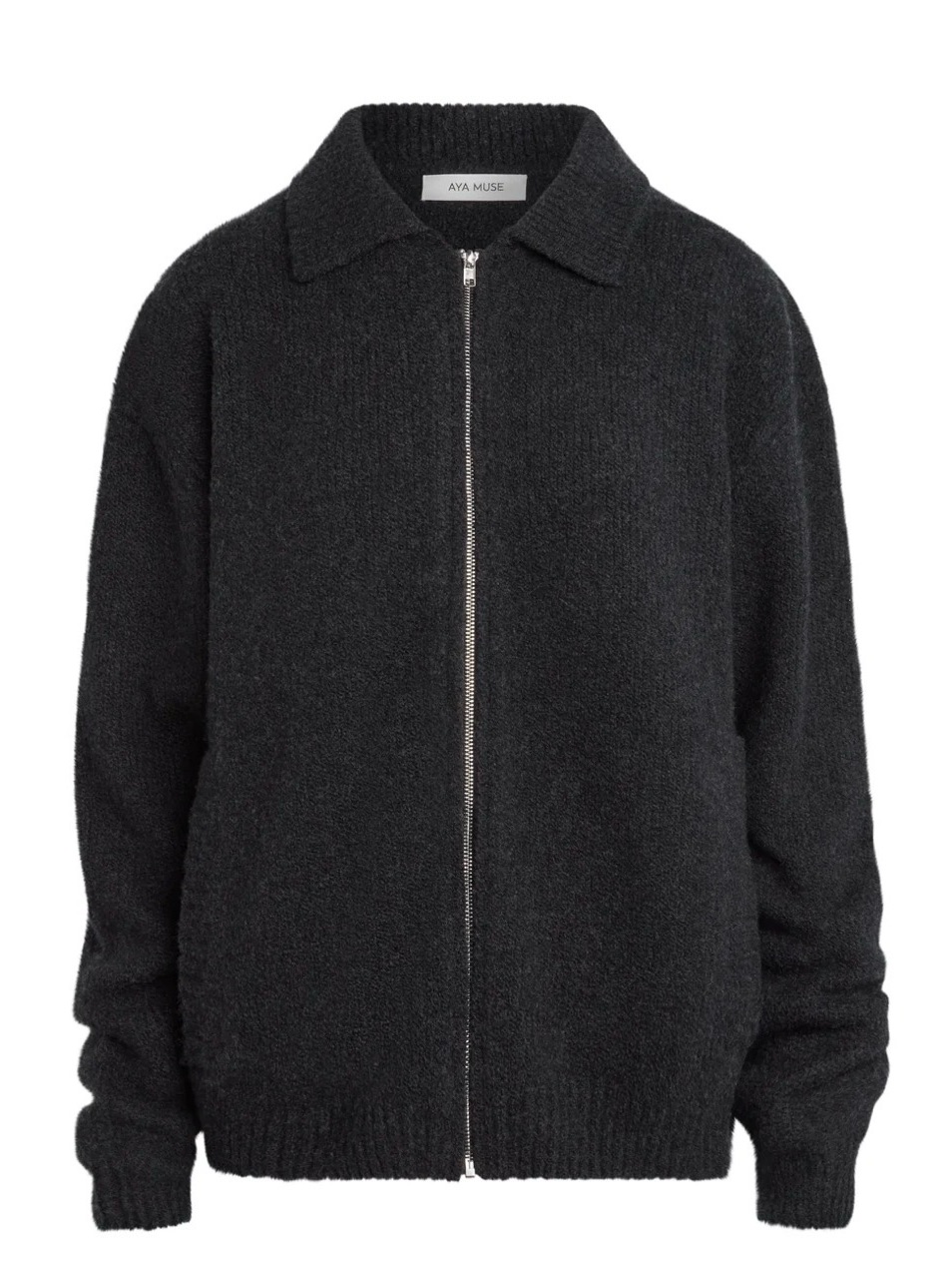 Aya Muse Knit Zip Up Jacket With Collar